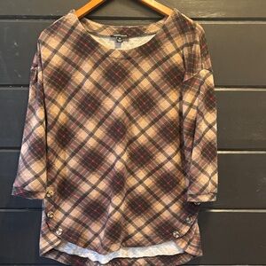 Robert Louis Brown Plaid Top